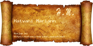 Hatvani Mariann névjegykártya